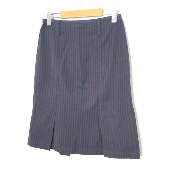 Tristan & Iseut Cotton & Linen Vintage Striped Button-Front Midi Skirt - Picture 5 of 11